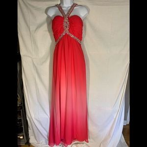 Betsy & Adam Red Halter Maxi Dress